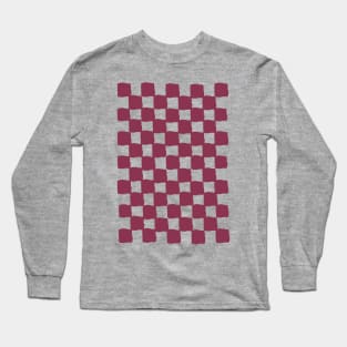 small checkered burgundy, Checkerboard Check Checkered, small checks, wine, plum, burgundy, western, prairie, aesthetic, retro, vintage, cowgirl Long Sleeve T-Shirt